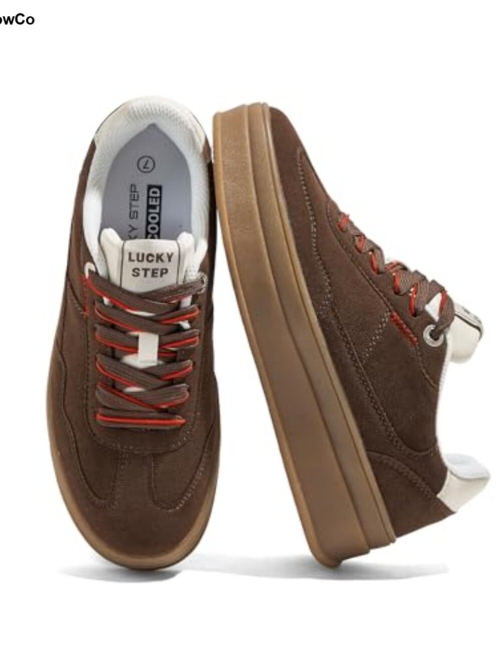 Platform Sneakers Suede Leather Lace-Up Retro Casual